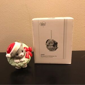 Precious Moments Christmas Cat Ornament - Red and White